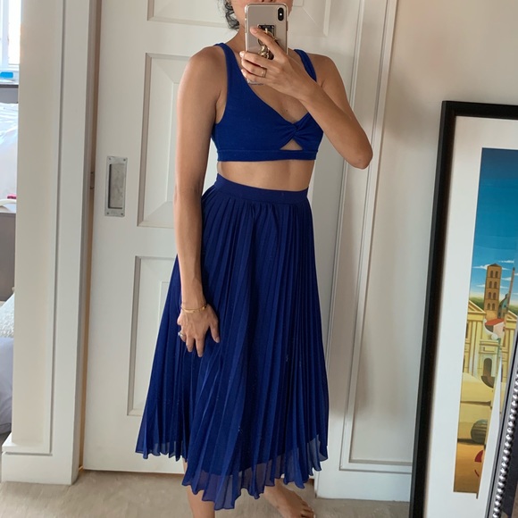 🐘ASOS blue chiffon skirt size 0 - Picture 3 of 8